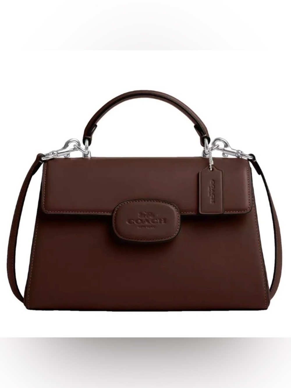 Coach Eliza Top Handle Bag: Brown Leather Top-Handle Satchel with Strap